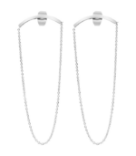 Akzent Edelstahl Ohrring, silberfarbig, Länge: 6,4 cm / Breite: 0,1 cm / Stärke: 0,1 cm – Bild 2