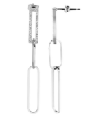 Boucles d’oreilles Akzent en acier inoxydable, rectangle avec strass, couleur argent – Image 2