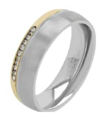 « Heart's Duo » Bague partenaire pour femmes, en acier inoxydable avec pierres synthétiques, bicolore (couleur argent / couleur or) – Image 2