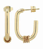 Demi-créoles / créoles en acier inoxydable « Troya », de couleur dorée – Image 2