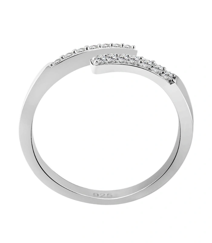 925/- Echt Silber Ring „Aril“ mit Zirkoniabesatz, 925/rhodiniert