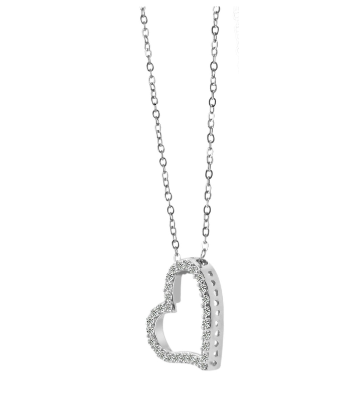 „Milla“ 925/rh, Echt Silber Kette mit Herzanhänger