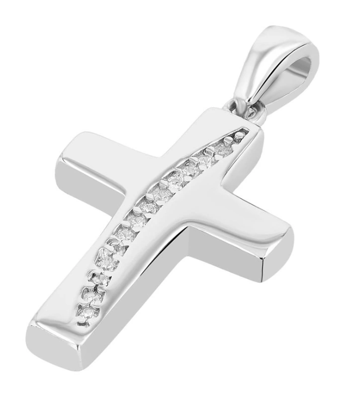 "Dine" - Kreuz, 925/rh Echt Silber Anhänger (ohne Kette) mit Zirkoniabesatz