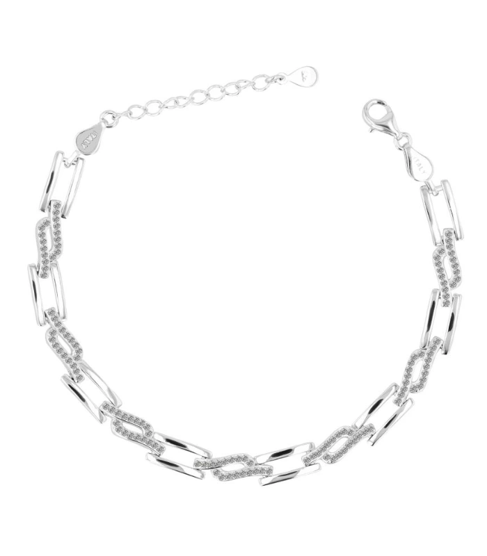925/- Echt Silber Armband "Bruna", 18 + 3 cm, rhodiniert