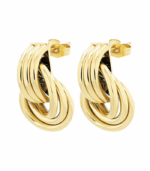 Clous d’oreilles en acier inoxydable « Luisa », de couleur dorée, en forme d’anneaux entrelacés – Image 2