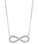 925/- Echt Silber Halskette mit Anhänger, Infinity, 42+3cm, rhodiniert