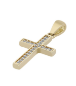 333/- Gold Anhänger "Berfin", Kreuz mit Zirkoniabesatz, Gelbgold, 8 Karat – Bild 2