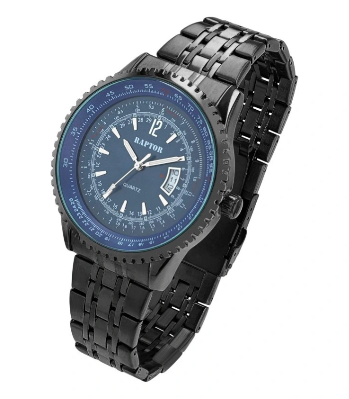 Raptor Herrenuhr „Finley“ mit Edelstahlarmband, Ø 48 mm