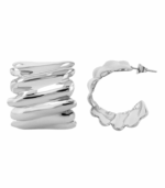 "Regina" Edelstahl Creolen/ Halbcreole, silberfarben – Bild 2