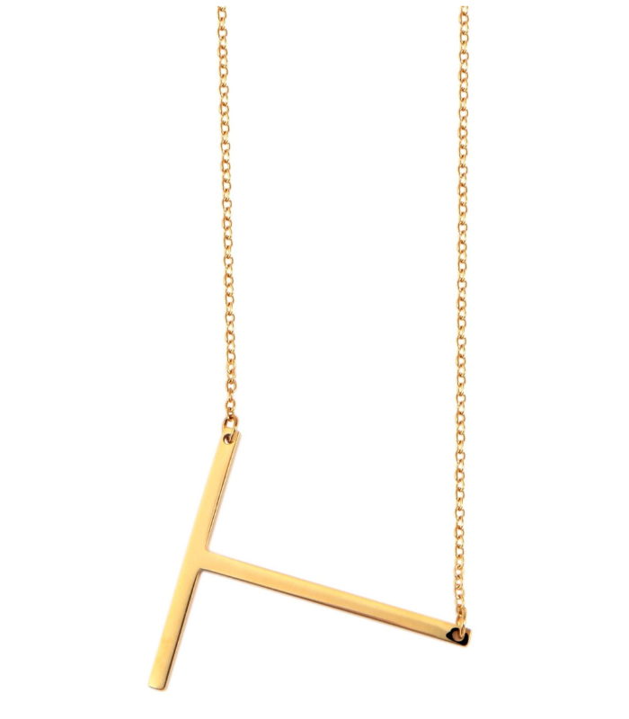 Chaîne à maillons « Anker » Akzent en acier inoxydable, couleur or, avec pendentif lettre, longueur 43+5 cm - 18