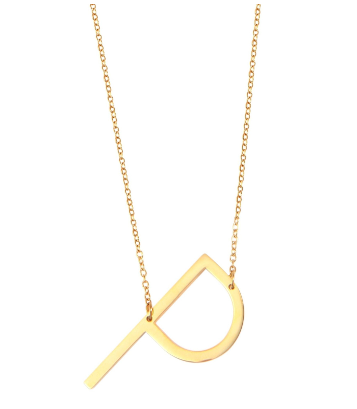 Chaîne à maillons « Anker » Akzent en acier inoxydable, couleur or, avec pendentif lettre, longueur 43+5 cm - 15