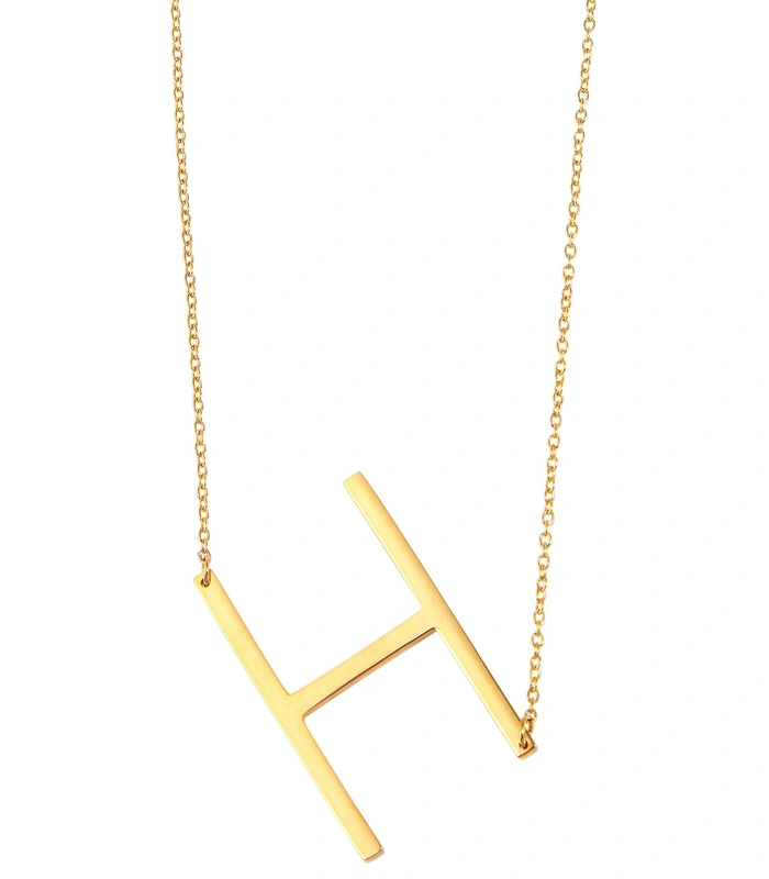 Chaîne à maillons « Anker » Akzent en acier inoxydable, couleur or, avec pendentif lettre, longueur 43+5 cm - 8