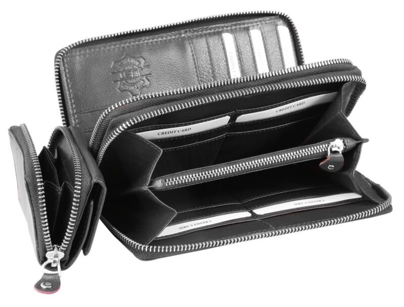 Just Echtleder-Geldbörsen im Set, RFID-Schutz, grau