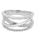 "Ambre" 925/- Echt Silber Damenring, rhodiniert und mit Besatz – Bild 2