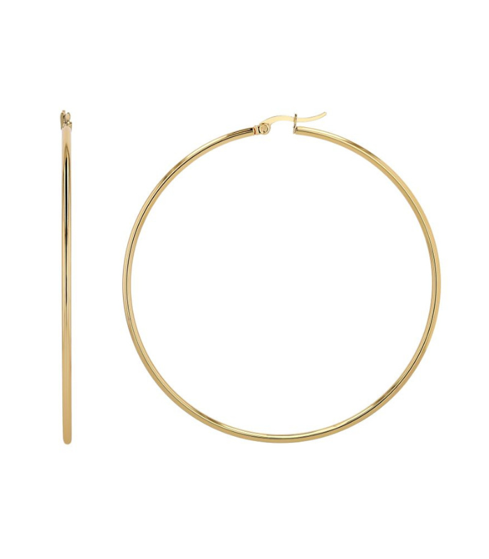 Créoles en acier inoxydable Akzent « Lura », polies, de couleur dorée, Ø 70 mm