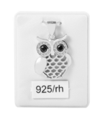 Pendentif en argent véritable 925/- sans chaîne « Beba », chouette ornée de zirconias, 925/rhodié – Image 3