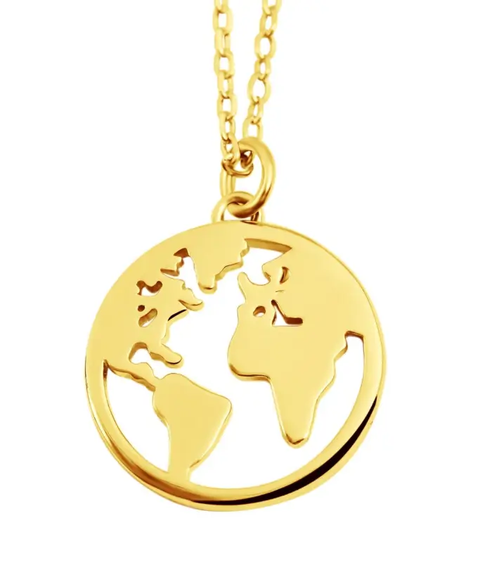 925/- Echt Silber Halskette mit Anhänger "Wanda", Weltenbummler, rosévergoldet