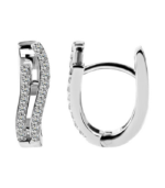 Créoles à cliquet en or 333/- « Zoe » avec zirconias, or blanc – Image 2