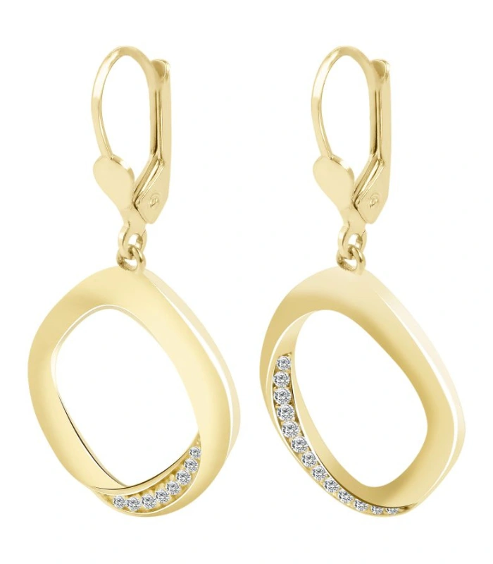 333/- Gold Ohrhänger "Olea", Zirkoniabesatz, Gelbgold, 8 Karat