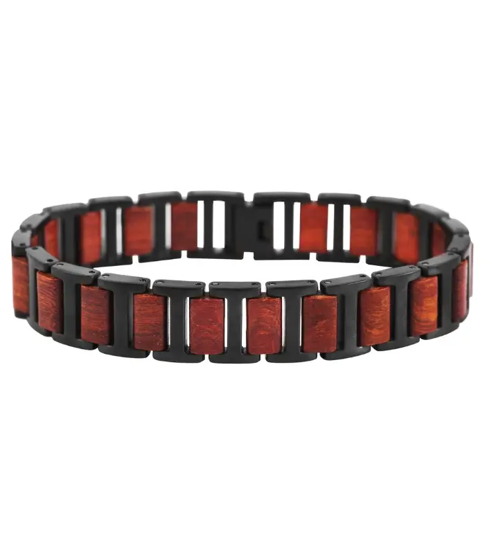 Raptor Armband aus Edelstahl und Sandelholz, kürzbar