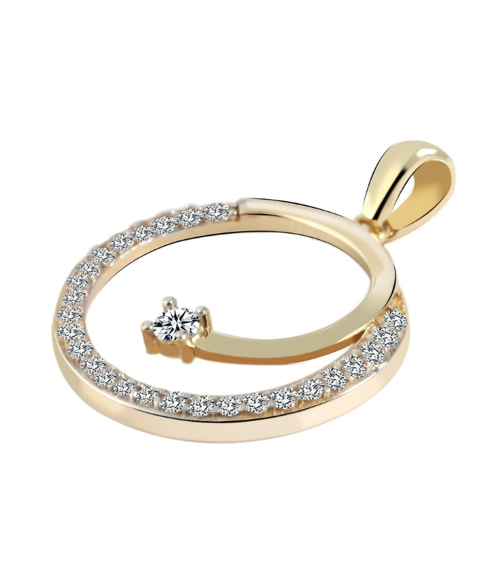 Pendentif en or 375/- « Jennifa » sans chaîne, avec zirconiums, 9 carats, rond, or blanc
