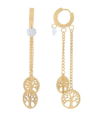 Créoles Akzent « Mica » avec trois pendentifs, en acier inoxydable, couleur or – Image 2