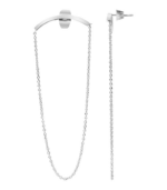 Akzent Edelstahl Ohrring, silberfarbig, Länge: 6,4 cm / Breite: 0,1 cm / Stärke: 0,1 cm – Bild 3