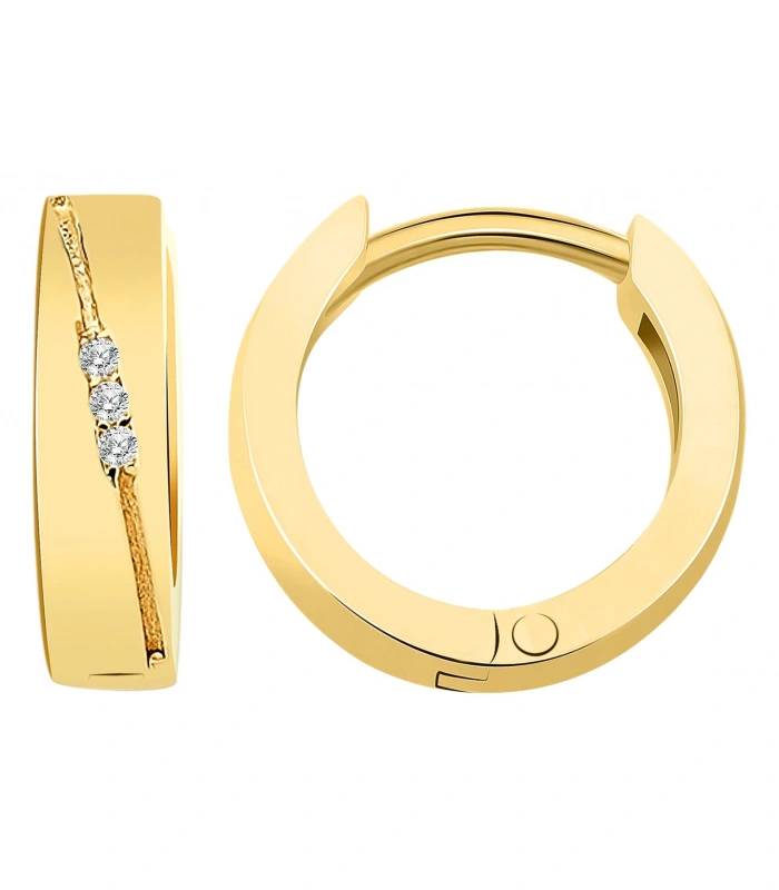 Créoles à charnière « Alvara » en or 333/-, ornées de zirconiums, or jaune, 8 carats
