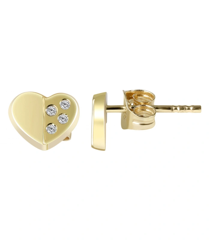 333/- Gold “Ankil” Ohrstecker Herz mit Zirkoniabesatz, Gelbgold, 8 Karat, Kinder