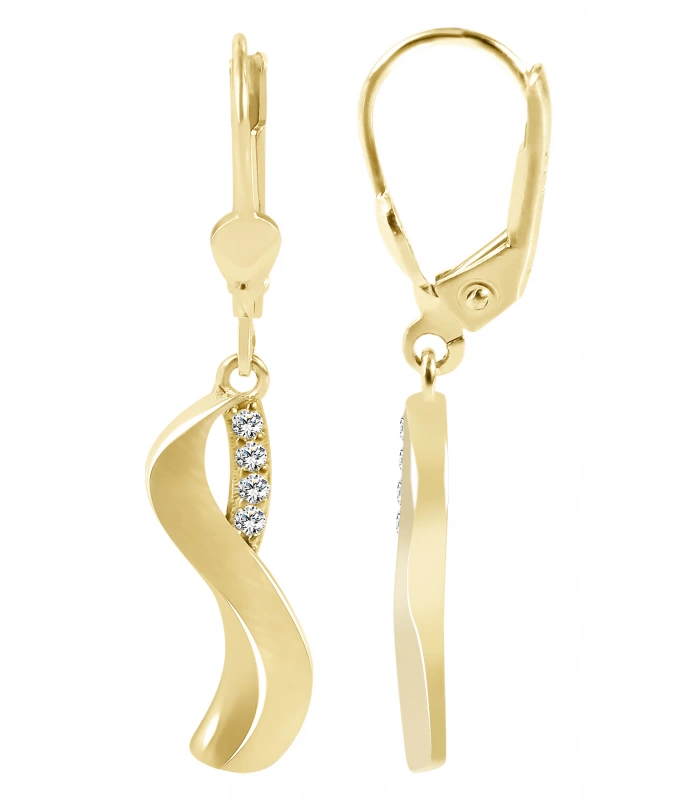 Boucles d’oreilles pendantes en or 333/- « Nooa », avec zirconias, mat/poli, or jaune, 8 carats