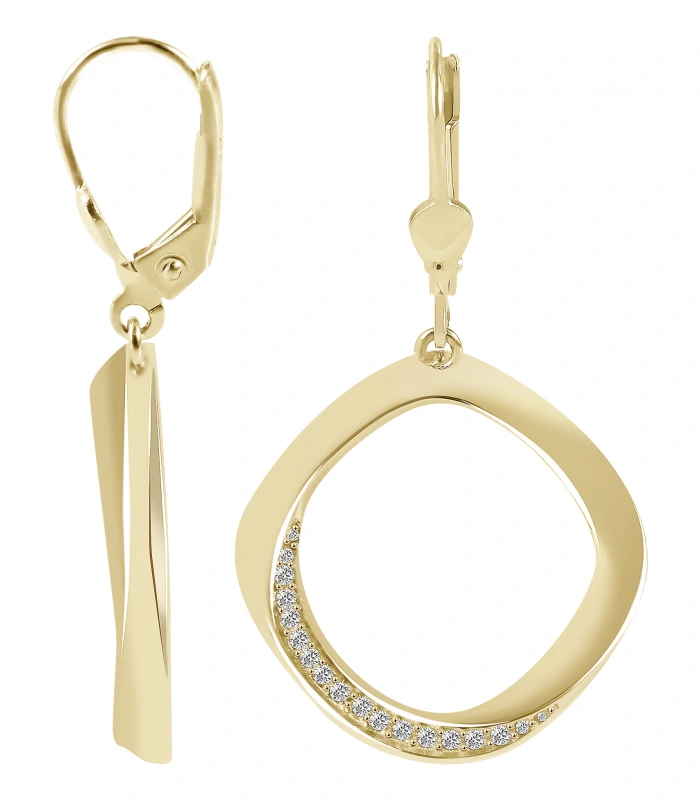 Boucles d’oreilles pendantes en or 333/- « Olea » avec zirconias, or jaune, 8 carats