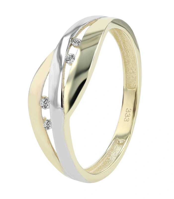333/- Gold Ring "Velma" mit Zirkonia, 8 Karat, Gelb- und Weißgold
