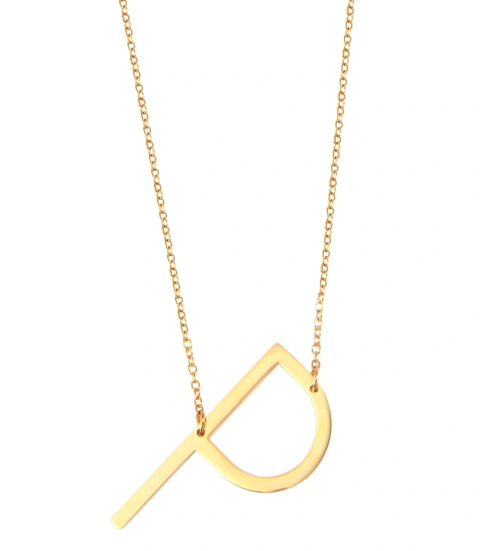 Chaîne à maillons « Anker » Akzent en acier inoxydable, couleur or, avec pendentif lettre, longueur 43+5 cm - 15