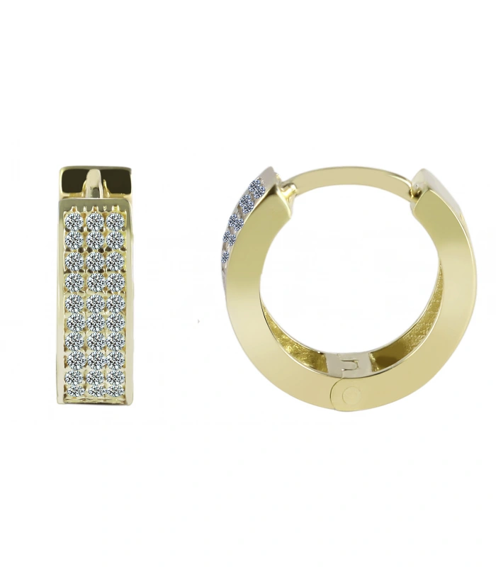 375/- Gold “Leyla” Klapp-Creolen mit Zirkoniabesatz, 9 Karat, Gelbgold