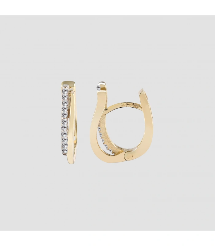 375/- Gold “Linda” Klapp-Creolen mit Zirkoniabesatz, 9 Karat, Gelbgold