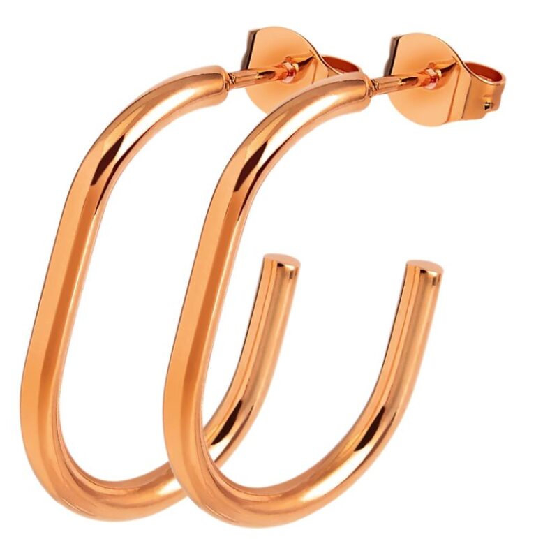 Hochglanzpolierte Damen Ohrringe aus Edelstahl in Roségold