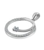 Pendentif en or 375/- « Jennifa » sans chaîne, avec zirconiums, 9 carats, rond, or blanc – Image 4