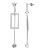 Boucle d’oreille Akzent en acier inoxydable avec pierre Swarovski, rectangle ouvert, couleur or, longueur : 7 cm / largeur : 1,3 cm / épaisseur : 0,4 cm – Image 4