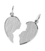 Pendentif d’amitié en argent véritable 925/- « Arias », cœur, mat/poli, rhodié – Image 4