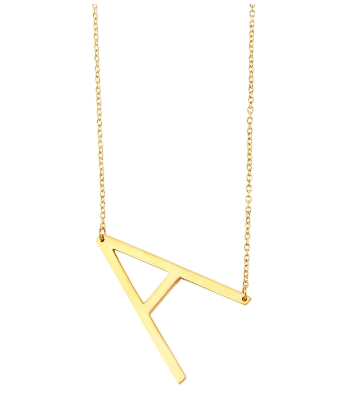 Chaîne à maillons « Anker » Akzent en acier inoxydable, couleur or, avec pendentif lettre, longueur 43+5 cm - 1