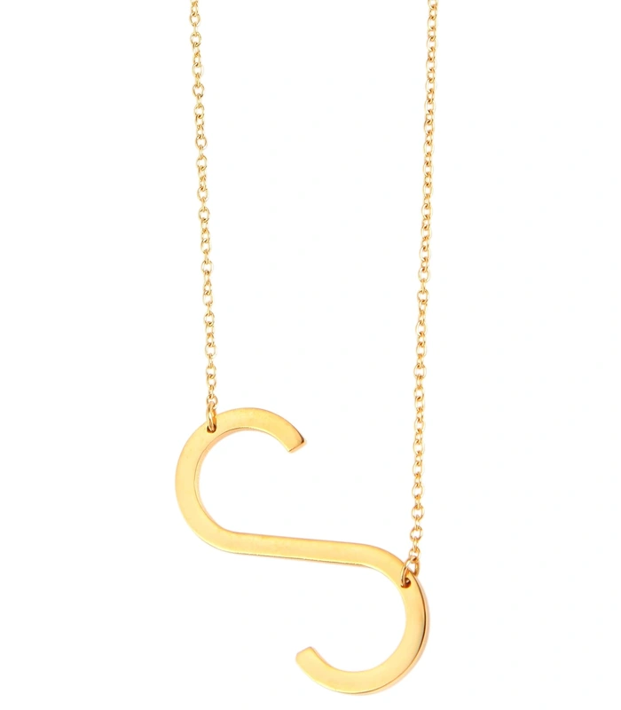 Chaîne à maillons « Anker » Akzent en acier inoxydable, couleur or, avec pendentif lettre, longueur 43+5 cm - 17