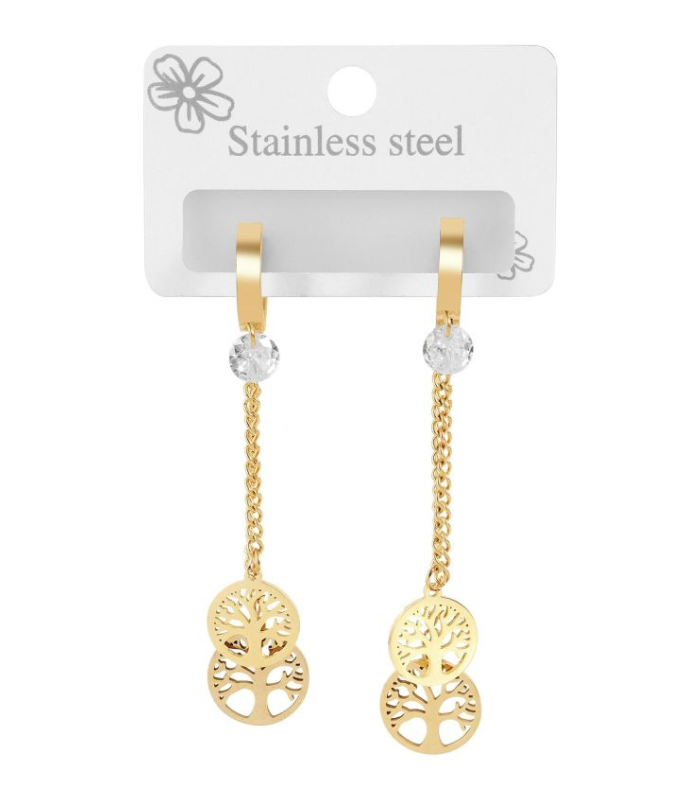 Créoles Akzent « Mica » avec trois pendentifs, en acier inoxydable, couleur or - 2