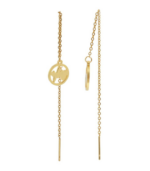 Akzent Edelstahl Ohrhänger zum Durchziehen mit IP Beschichtung, runder Anhänger mit Herzschlag, goldfarbig – Bild 3