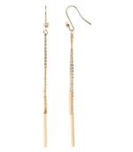 Akzent Edelstahl Ohrring mit Stein und Kette, Lang, roségoldfarbig, Länge: 12 cm / Breite: 0,2 cm / Stärke: 0,2 cm – Bild 2