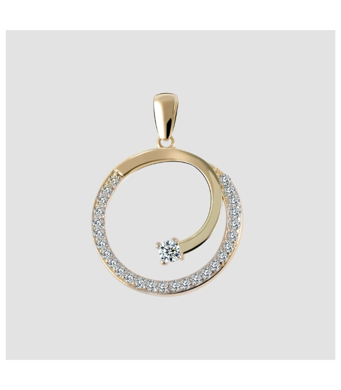 Pendentif en or 375/- « Jennifa » sans chaîne, avec zirconiums, 9 carats, rond, or blanc - 1