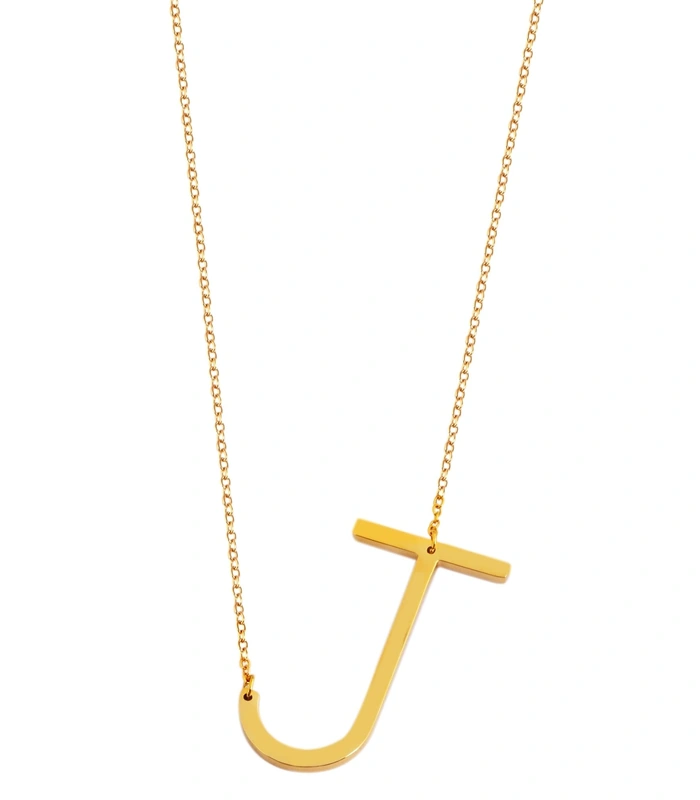 Chaîne à maillons « Anker » Akzent en acier inoxydable, couleur or, avec pendentif lettre, longueur 43+5 cm - 10