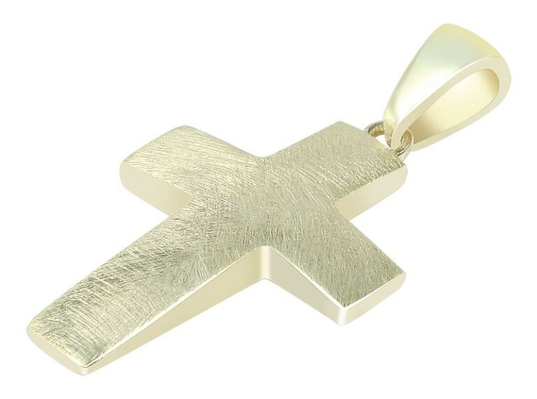 Gold Anhänger Kreuz Andra aus 333er Gelbgold mit Eismatt Oberfläche