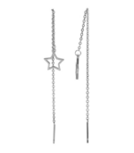 Akzent Edelstahl Ohrhänger zum Durchziehen, Sternanhänger, silberfarbig – Bild 5