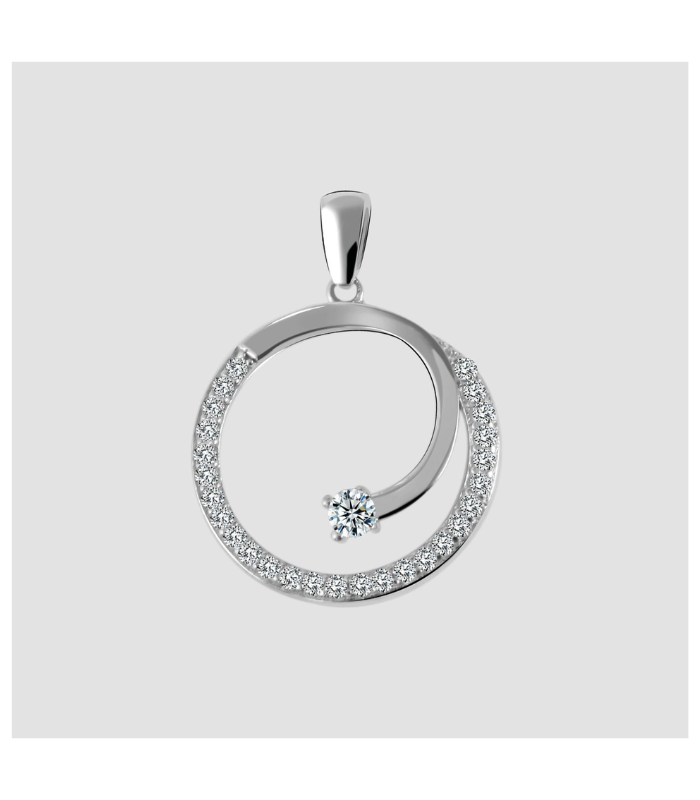 Pendentif en or 375/- « Jennifa » sans chaîne, avec zirconiums, 9 carats, rond, or blanc - 2