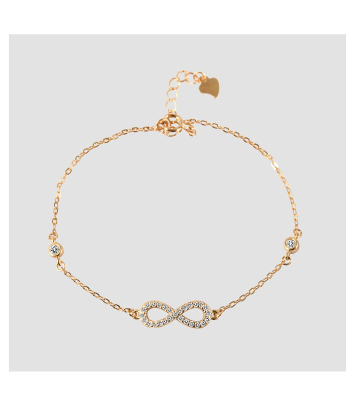 "Dalal" 925/rh Echt Silber Armband 17 + 3 cm, Infinity, Zirkoniabesatz, silberfarben rhodiniert - 2